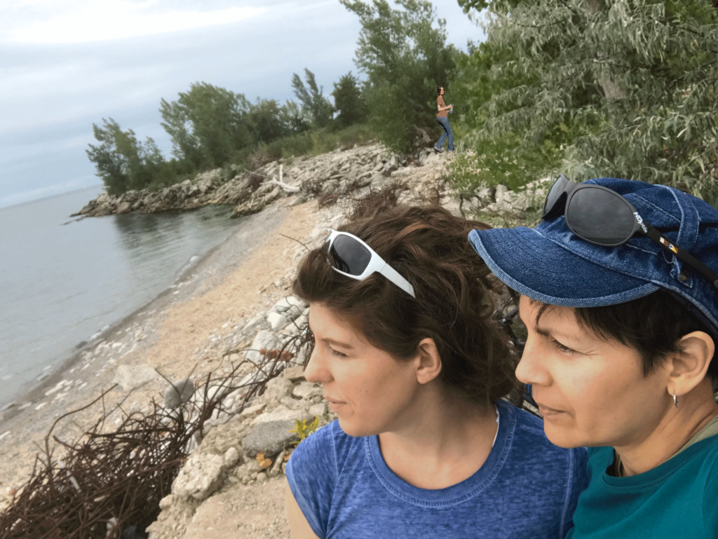 on the beach with April at Tommy Thompson park